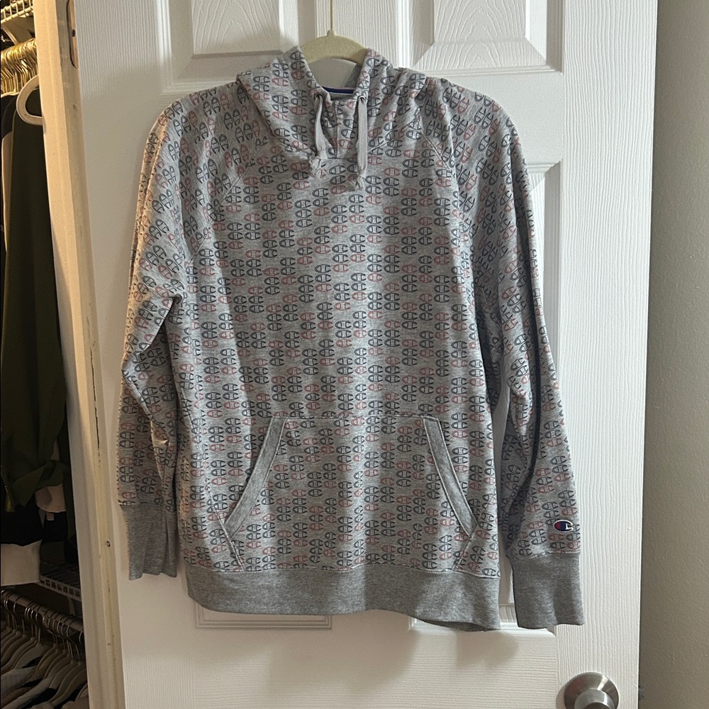 Champion Gray All-Over Logo Hoodie
